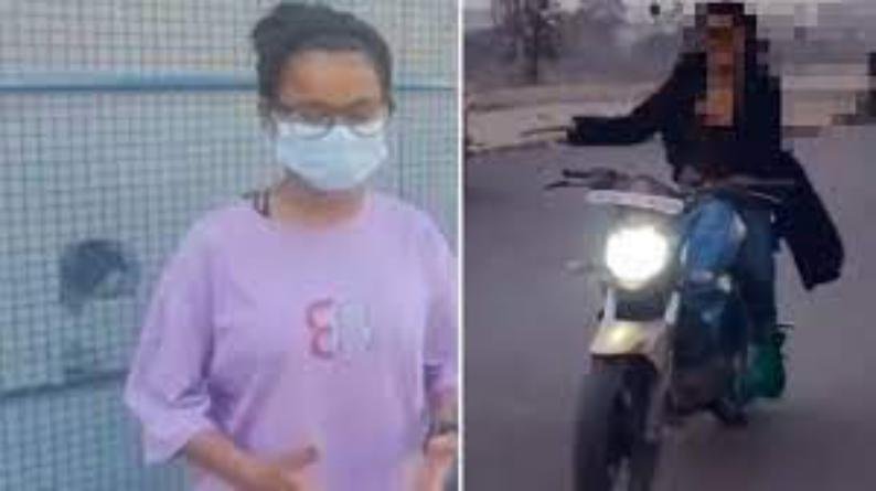 रोड पर बाइक स्टंट कर रही थी युवती सोशल मीडिया पर वीडियो हुआ वायरल