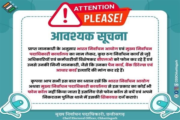 Loksabha Chunav 2024: साइबर ठगों के निशाने पर बीएलओ: आयोग ने किया सतर्क, चुनाव ड्यूटी वाले सरकारी कर्मियों से मांग रहे निजी जानकारी…