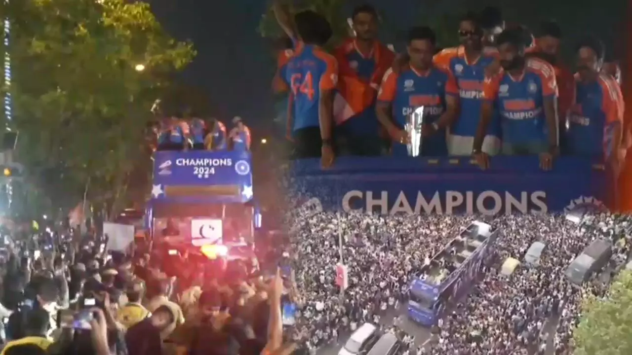 Team India Victory Parade: मुंबई में बस पर ट्रॉफी के साथ नजर आए खिलाड़ी, उमड़ा फैंस का जनसैलाब, कभी नहीं देखी होगी ऐसी दिवानगी…