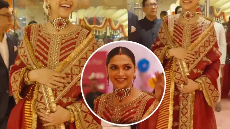 Anant Radhika Wedding in Pregnant Deepika: अनंत अंबानी की शादी में सज-धजकर पहुंचीं प्रेग्नेंट दीपिका पादुकोण, लाल सूट में बेबी बंप…