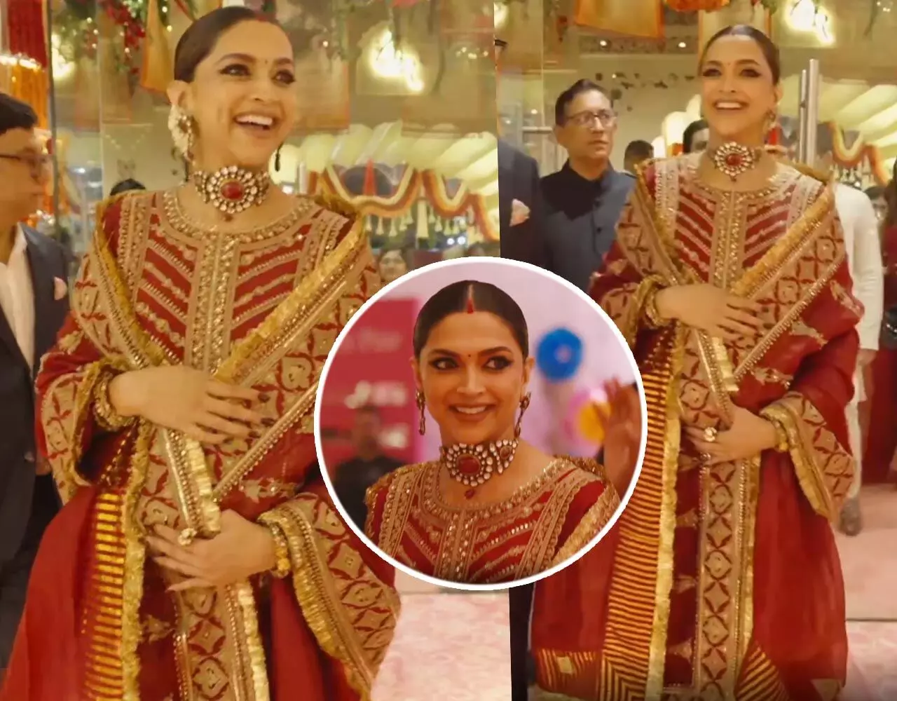 Anant Radhika Wedding in Pregnant Deepika: अनंत अंबानी की शादी में सज-धजकर पहुंचीं प्रेग्नेंट दीपिका पादुकोण, लाल सूट में बेबी बंप…