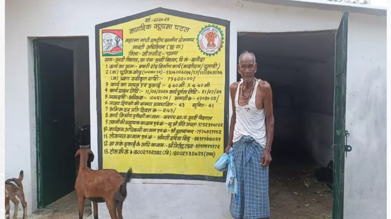 विष्णुदेव सरकार की स्वरोजगार योजना से कांशीराम के चेहरे की बढ गई मुस्कान, मनरेगा से बनाया बकरी पालन शेड, आर्थिक रूप से हो रहा सशक्त