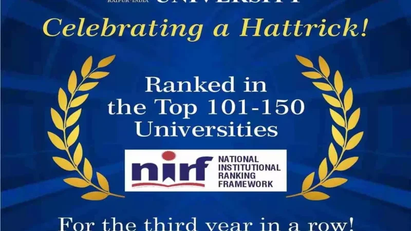 Kalinga University: कलिंगा विश्वविद्यालय ने लगातार तीसरी बार एनआईआरएफ रैंकिंग में उत्कृष्ट प्रदर्शन किया…