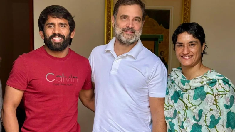 Bajrang Vinesh Met Rahul Gandhi: राहुल गांधी से मिले रेसलर विनेश फोगाट-बजरंग पूनिया, कांग्रेस में हो सकते हैं शामिल