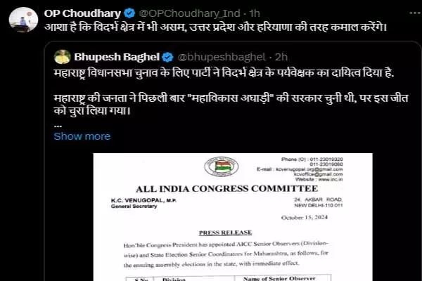 Political news: पूर्व सीएम को मिली विदर्भ क्षेत्र की जिम्मेदारी: मंत्री ओपी ने कसा तंज, बोले- आशा है…कमाल करेंगे