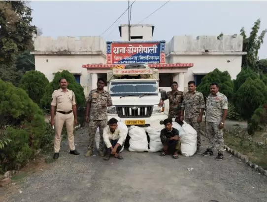 Raigarh News: पिकअप में लोड नारियल के बीच मिली गांजे की बाेरियां…