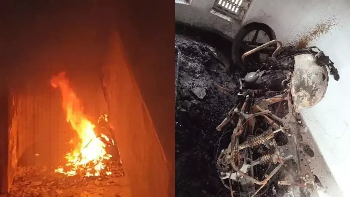Bike fire: छत्तीसगढ़ के कोरबा में बाइक में लगी आग, पुलिस जांच में जुटी