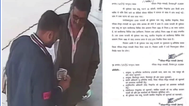 GPM Patwari Suspended: पटवारी सस्पेंड, धान सत्यापन के नाम पर पटवारी वसूल रहा था रकम, वीडियो वायरल होने के बाद कलेक्टर ने किया निलंबित