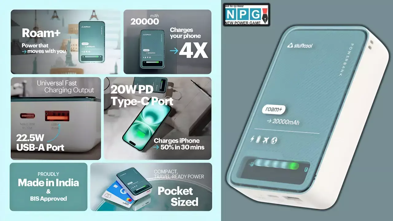 लॉन्च हुआ Stuffcool का धांसू Roam+ Powerbank: मिलेगी 20000mAh की दमदार बैटरी और फास्ट चार्जिंग का सपोर्ट