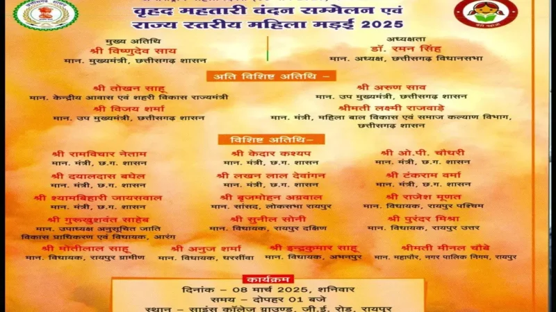 महिला दिवस पर नारी शक्ति का वंदन: वृहद महतारी वंदन सम्मेलन में जुटेगी विराट नारी शक्ति