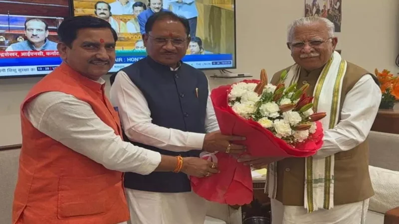 मुख्यमंत्री विष्णुदेव साय ने केंद्रीय मंत्री मनोहर लाल खट्टर से की भेंट